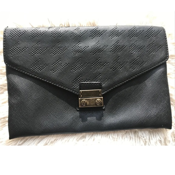 J.CREW LOCK ENVELOPE CLUTCH WITH CHAIN STRAP - BLACK NEW - Picture 2 of 6
